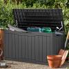 imageYITAHOME 32 Gallon Deck Box Resin Storage with Lockable Lid ampamp Side Handles Indoor Outdoor Small Container for Patio Cushion Garden Pool Accessories Backyard Furniture Water ResistantDark Gray