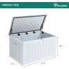 imageYITAHOME 32 Gallon Deck Box Resin Storage with Lockable Lid ampamp Side Handles Indoor Outdoor Small Container for Patio Cushion Garden Pool Accessories Backyard Furniture Water ResistantWhite
