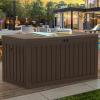 imageYITAHOME 32 Gallon Deck Box Resin Storage with Lockable Lid ampamp Side Handles Indoor Outdoor Small Container for Patio Cushion Garden Pool Accessories Backyard Furniture Water ResistantDark Brown