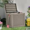 imageYITAHOME 32 Gallon Deck Box Resin Storage with Lockable Lid ampamp Side Handles Indoor Outdoor Small Container for Patio Cushion Garden Pool Accessories Backyard Furniture Water ResistantLight Brown