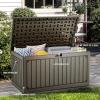 imageYITAHOME 32 Gallon Deck Box Resin Storage with Lockable Lid ampamp Side Handles Indoor Outdoor Small Container for Patio Cushion Garden Pool Accessories Backyard Furniture Water ResistantLight Brown