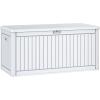 imageYITAHOME 32 Gallon Deck Box Resin Storage with Lockable Lid ampamp Side Handles Indoor Outdoor Small Container for Patio Cushion Garden Pool Accessories Backyard Furniture Water ResistantWhite
