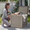 imageYITAHOME 32 Gallon Deck Box Resin Storage with Lockable Lid ampamp Side Handles Indoor Outdoor Small Container for Patio Cushion Garden Pool Accessories Backyard Furniture Water ResistantLight Brown