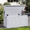 imageYITAHOME 32 Gallon Deck Box Resin Storage with Lockable Lid ampamp Side Handles Indoor Outdoor Small Container for Patio Cushion Garden Pool Accessories Backyard Furniture Water ResistantWhite