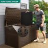 imageYITAHOME 32 Gallon Deck Box Resin Storage with Lockable Lid ampamp Side Handles Indoor Outdoor Small Container for Patio Cushion Garden Pool Accessories Backyard Furniture Water ResistantBrown