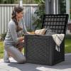 imageYITAHOME 32 Gallon Deck Box Resin Storage with Lockable Lid ampamp Side Handles Indoor Outdoor Small Container for Patio Cushion Garden Pool Accessories Backyard Furniture Water ResistantBlack