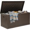 imageYITAHOME 32 Gallon Deck Box Resin Storage with Lockable Lid ampamp Side Handles Indoor Outdoor Small Container for Patio Cushion Garden Pool Accessories Backyard Furniture Water ResistantDark Brown