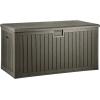 imageYITAHOME 32 Gallon Deck Box Resin Storage with Lockable Lid ampamp Side Handles Indoor Outdoor Small Container for Patio Cushion Garden Pool Accessories Backyard Furniture Water ResistantLight Brown