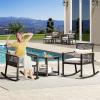 imageYITAHOME 3Piece Patio Wicker Rocking Chair Outdoor Conversation Bistro Set with Wood Armrest and Soft Cushions for Balcony Lawn and Porch Poolside BlackBlack
