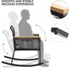 imageYITAHOME 3Piece Patio Wicker Rocking Chair Outdoor Conversation Bistro Set with Wood Armrest and Soft Cushions for Balcony Lawn and Porch Poolside BlackBlack