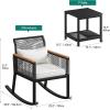 imageYITAHOME 3Piece Patio Wicker Rocking Chair Outdoor Conversation Bistro Set with Wood Armrest and Soft Cushions for Balcony Lawn and Porch Poolside BlackBlack