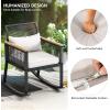 imageYITAHOME 3Piece Patio Wicker Rocking Chair Outdoor Conversation Bistro Set with Wood Armrest and Soft Cushions for Balcony Lawn and Porch Poolside BlackBlack