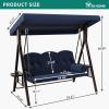 imageYITAHOME 3Seat Deluxe Porch Swing Outdoor Heavy Duty Patio Swing Chair with Adjustable Canopy Removable Cushions Weather Resistant Steel Frame Suitable for Garden Lawn Backyard Balcony Navy Blue