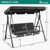 imageYITAHOME 3Seat Porch Swing Outdoor Heavy Duty Patio Swing Chair with Stand Adjustable Canopy Soft Cushion for Garden Patio Lawn Balcony and Deck BrownGray