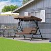 imageYITAHOME 3Seat Porch Swing Outdoor Heavy Duty Patio Swing Chair with Stand Adjustable Canopy Soft Cushion for Garden Patio Lawn Balcony and Deck BrownBrown