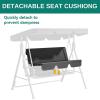 imageYITAHOME 3Seat Porch Swing Outdoor Heavy Duty Patio Swing Chair with Stand Adjustable Canopy Soft Cushion for Garden Patio Lawn Balcony and Deck BrownGray