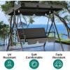 imageYITAHOME 3Seat Porch Swing Outdoor Heavy Duty Patio Swing Chair with Stand Adjustable Canopy Soft Cushion for Garden Patio Lawn Balcony and Deck BrownBlack