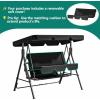 imageYITAHOME 3Seat Porch Swing Outdoor Heavy Duty Patio Swing Chair with Stand Adjustable Canopy Soft Cushion for Garden Patio Lawn Balcony and Deck BrownBlack