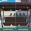 imageYITAHOME 3Seat Porch Swing Outdoor Heavy Duty Patio Swing Chair with Stand Adjustable Canopy Soft Cushion for Garden Patio Lawn Balcony and Deck BrownBrown