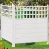 imageYITAHOME 4 Panels Air Conditioner Fence Privacy Screen 44quot H X 18quot W Outdoor Trash Can Enclosure with Metal Stakes Vinyl Pool Equipment EnclosureWhite