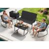 imageYITAHOME 4 Pieces Patio Furniture Set Outdoor Textilene Conversation Sets Rocking Bistro Chairs Loveseat and Glass Table for Living Room Lawn Garden Balcony Poolside Backyard GreyBlack