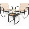 imageYITAHOME 4 Pieces Patio Furniture Set Outdoor Textilene Conversation Sets Rocking Bistro Chairs Loveseat and Glass Table for Living Room Lawn Garden Balcony Poolside Backyard GreyBrown