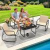 imageYITAHOME 4 Pieces Patio Furniture Set Outdoor Textilene Conversation Sets Rocking Bistro Chairs Loveseat and Glass Table for Living Room Lawn Garden Balcony Poolside Backyard GreyBrown