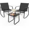 imageYITAHOME 4 Pieces Patio Furniture Set Outdoor Textilene Conversation Sets Rocking Bistro Chairs Loveseat and Glass Table for Living Room Lawn Garden Balcony Poolside Backyard GreyBlack