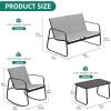 imageYITAHOME 4 Pieces Patio Furniture Set Outdoor Textilene Conversation Sets Rocking Bistro Chairs Loveseat and Glass Table for Living Room Lawn Garden Balcony Poolside Backyard GreyGrey