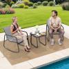 imageYITAHOME 4 Pieces Patio Furniture Set Outdoor Textilene Conversation Sets Rocking Bistro Chairs Loveseat and Glass Table for Living Room Lawn Garden Balcony Poolside Backyard GreyGrey
