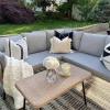 imageYITAHOME 4 Pieces Patio Furniture Set Outdoor Wicker Conversation Sectional LShaped Sofa with 5 Seater for Backyard Porch Boho Detachable Lounger with Thickness Cushions and Side Table  Grey