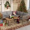 imageYITAHOME 4 Pieces Patio Furniture Set Outdoor Wicker Conversation Sectional LShaped Sofa with 5 Seater for Backyard Porch Boho Detachable Lounger with Thickness Cushions and Side Table  Grey