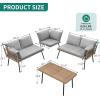 imageYITAHOME 4 Pieces Patio Furniture Set Outdoor Wicker Conversation Sectional LShaped Sofa with 5 Seater for Backyard Porch Boho Detachable Lounger with Thickness Cushions and Side Table  Grey