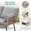 imageYITAHOME 4 Pieces Patio Furniture Set Outdoor Wicker Conversation Sectional LShaped Sofa with 5 Seater for Backyard Porch Boho Detachable Lounger with Thickness Cushions and Side Table  Grey