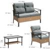 imageYITAHOME 4 Pieces Patio Furniture Set Outdoor Wicker Patio Conversation Set with Metal Table and Soft Cushions AllWeather Rattan Bistro Set with Loveseat Light Brown  GrayLight Browngray