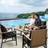 imageYITAHOME 4 Pieces Patio Furniture Set Outdoor Wicker Patio Conversation Set with Metal Table and Soft Cushions AllWeather Rattan Bistro Set with Loveseat Light Brown  GrayLight Brownblack