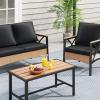 imageYITAHOME 4 Pieces Patio Furniture Set Outdoor Wicker Patio Conversation Set with Metal Table and Soft Cushions AllWeather Rattan Bistro Set with Loveseat Light Brown  GrayLight Brownblack