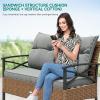 imageYITAHOME 4 Pieces Patio Furniture Set Outdoor Wicker Patio Conversation Set with Metal Table and Soft Cushions AllWeather Rattan Bistro Set with Loveseat Light Brown  GrayLight Browngray