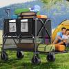 imageYITAHOME 400L Double Decker Collapsible Foldable Wagon 450Lbs Heavy Duty Wagon Cart 47 Extra Long Utility Wagon with Big Wheels and Pull Cord for Sports Shopping Camping  BlackDouble layer