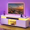 imageYITAHOME 4Piece Modern Living Room Table Sets Includes High Glossy White Coffee Table TV Stand and 2Pcs Nightstand LED Coffee Table with Ample Storage Drawers for Living Room White
