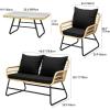 imageYITAHOME 4Piece Patio Furniture Wicker Outdoor Bistro Set AllWeather Rattan Conversation Loveseat Chairs for Backyard Balcony and Deck with Soft Cushions and Metal Table Navy BlueLight Brownblack
