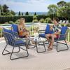 imageYITAHOME 4Piece Patio Furniture Wicker Outdoor Bistro Set AllWeather Rattan Conversation Loveseat Chairs for Backyard Balcony and Deck with Soft Cushions and Metal Table Navy BlueNavy Blue