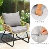 imageYITAHOME 4Piece Patio Furniture Wicker Outdoor Bistro Set AllWeather Rattan Conversation Loveseat Chairs for Backyard Balcony and Deck with Soft Cushions and Metal Table Navy BlueLight Grey