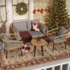 imageYITAHOME 4Piece Wicker Patio Furniture Set All Weather PE Rattan Conversation Set Sectional Sofa with Soft Cushions ampamp Side Table Porch Furniture for Deck Balcony Backyard  BeigeGrey
