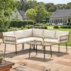 imageYITAHOME 4Piece Wicker Patio Furniture Set All Weather PE Rattan Conversation Set Sectional Sofa with Soft Cushions ampamp Side Table Porch Furniture for Deck Balcony Backyard  BeigeBeige