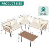 imageYITAHOME 4Piece Wicker Patio Furniture Set All Weather PE Rattan Conversation Set Sectional Sofa with Soft Cushions ampamp Side Table Porch Furniture for Deck Balcony Backyard  BeigeBeige