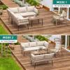 imageYITAHOME 4Piece Wicker Patio Furniture Set All Weather PE Rattan Conversation Set Sectional Sofa with Soft Cushions ampamp Side Table Porch Furniture for Deck Balcony Backyard  BeigeBeige