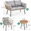 imageYITAHOME 4Piece Wicker Patio Furniture Set All Weather PE Rattan Conversation Set Sectional Sofa with Soft Cushions ampamp Side Table Porch Furniture for Deck Balcony Backyard  BeigeGrey