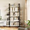 imageYITAHOME 5 Tier Bookcase Artsy Modern Bookshelf Book Rack Storage Rack Shelves in Living RoomHomeOffice Books Holder Organizer for BooksMovies  Rustic BrownWhite  Black