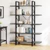 imageYITAHOME 5 Tier Bookcase Artsy Modern Bookshelf Book Rack Storage Rack Shelves in Living RoomHomeOffice Books Holder Organizer for BooksMovies  Rustic BrownCharcoal Gray